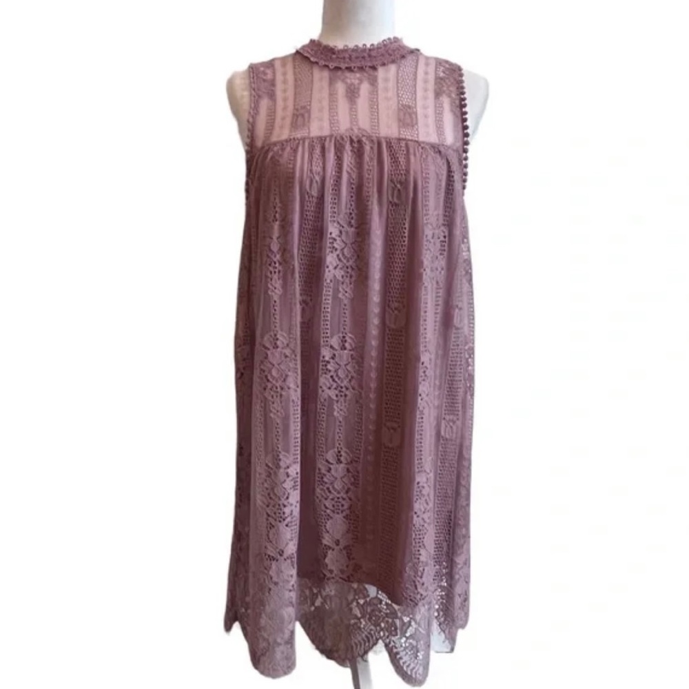 MISS CHEVIOUS | dusty purple lace sleeveless a-line dress